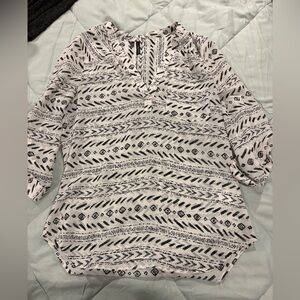 Maurices Black & White Printed V-Neck Tunic